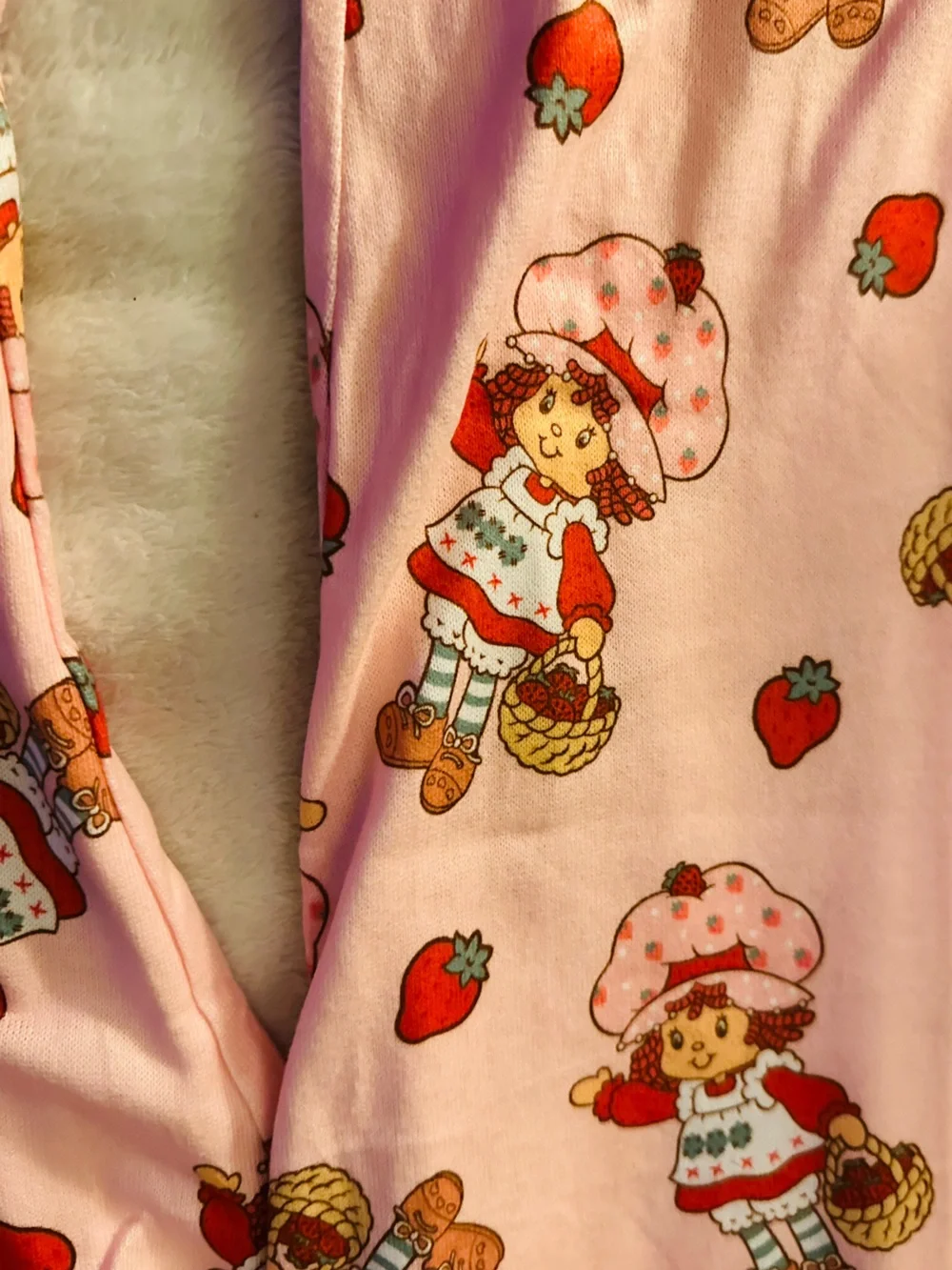 Girls Pink Strawberry Character Pajama Bottoms